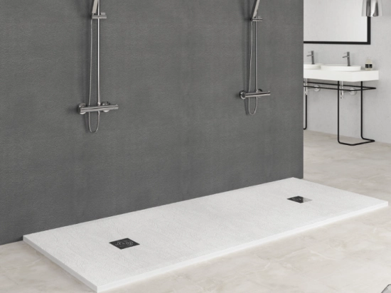 Receveur de douche, sur mesure : Largeur 150 à 300 cm x l. 70 à 150 cm. Bac à douche en résine Akrytan® anti glissant, finition misse, 10 couleurs, Livraison offerte
